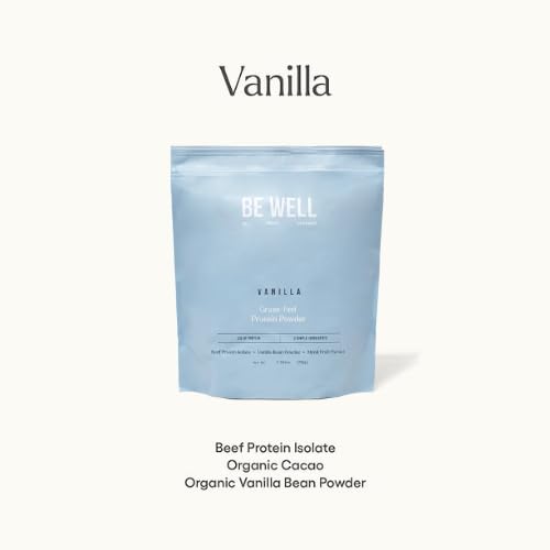 Be Well by Kelly Vanilla Grass-Fed Beef Protein Powder, 23G of Protein & Zero Carbs (3 Ingredients, 30 Servings) 9 Amino Acids + 3 BCAAs No Soy, No Dairy, Stevia-Free, No Sugar Added 1.87lb 849g