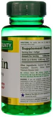Nature's Bounty Super Potency Biotin 5000mcg - 72 softgels (Pack of 2)