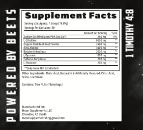 Potent Focus Blend - Tiger's Blood Flavor - Organic Red Beet Root Powder Base Pre Workout - L-Citrulline, Beta Alanine, L-Tyrosine, L-Theanine, Betaine Anhydrous