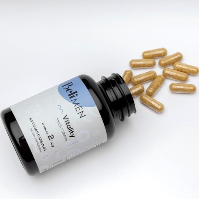 Beli Men Prenatal Multivitamin Preconception Fertility Support, Enhanced Sperm Health, Sperm Count & Motility, Testosterone, 60 Capsules with Vitamin E, B6, B12, Zinc, Folate & CoQ10, 30-Day Supply