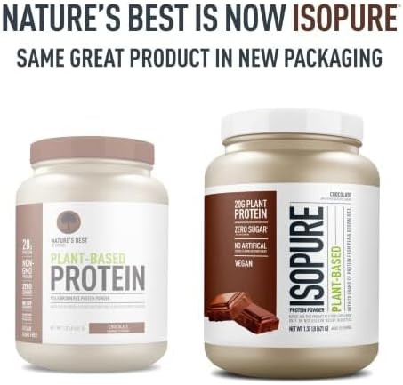 Isopure Chocolate Vegan Protein Powder, with Monk Fruit Sweetener & Amino Acids, Post Workout Recovery, Sugar Free, Plant Based, Organic Pea Protein, Dairy Free, 20 Servings (Packaging May Vary)