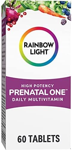 Rainbow Light High-Potency Prenatal One Multivitamin, Prenatal Health Multivitamin Supports Mom's Health and Baby's Development, With Vitamin C, Vegan, 60 Count