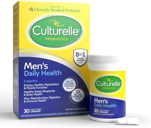 Culturelle Daily Health 8-in-1 Probiotic and Multivitamin for Men - 30 Count - Naturally-Sourced Probiotics for Digestive Health & Immune Support, with Magnesium, Vitamin D3, Vitamin C, Vitamin B12