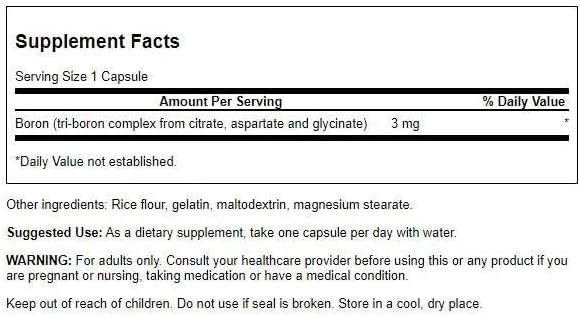 Swanson Triple Boron Complex - Bone Health and Joint Support Mineral Supplement - Citrate, Aspartate, Glycinate (250 Capsules)