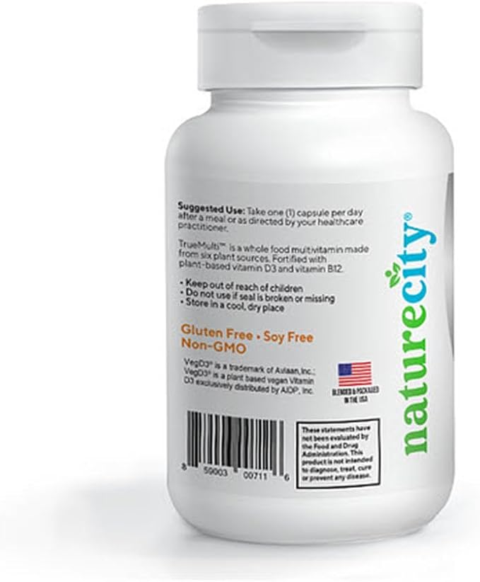 TrueMulti Plant Based Daily Adult Multivitamins (30 Veggie Capsules) One a Day Vitamins - Daily Vitamin for Men and Women - Soy Free, Non-GMO, Gluten Free