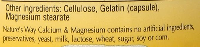 Nature's Way Calcium & Magnesium Mineral Complex, Supports Bone Health*, 750 mg per serving, 100 Capsules