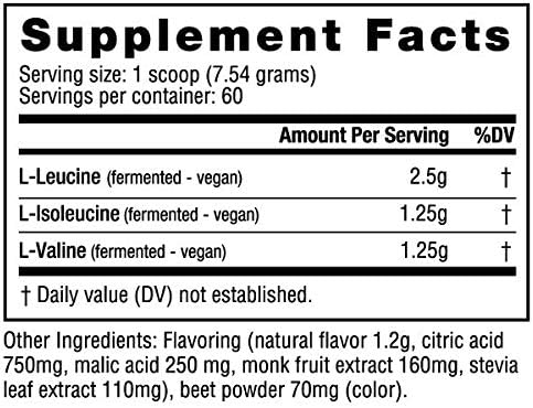 NutraBio BCAA 5000 Powder - Fermented Branched Chain Amino Acids for Muscle Growth & Recovery - Natural Flavors, Sweeteners, and Coloring, Vegan, Gluten Free - Strawberry Lemonade, 60 Servings