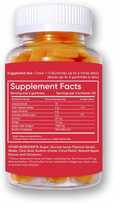 SkinnyMint Super ACV Gummies, 4-in-1 Unique Blend of Apple Cider Vinegar, Probiotics, Turmeric & Ginger to Boost Gut Health and Digestion, Metabolism and Immune Support, 60 Count