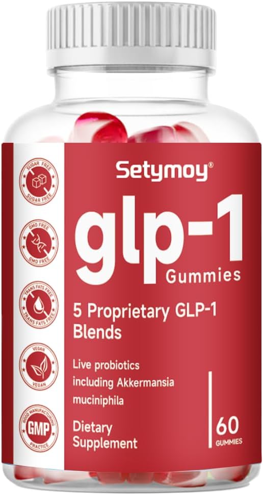 GLP-1 Supplement Gummies with Akkermansia Probiotic, Berberine, GLP 1 Probiotic Gummy for Women and Men 60 Gummies
