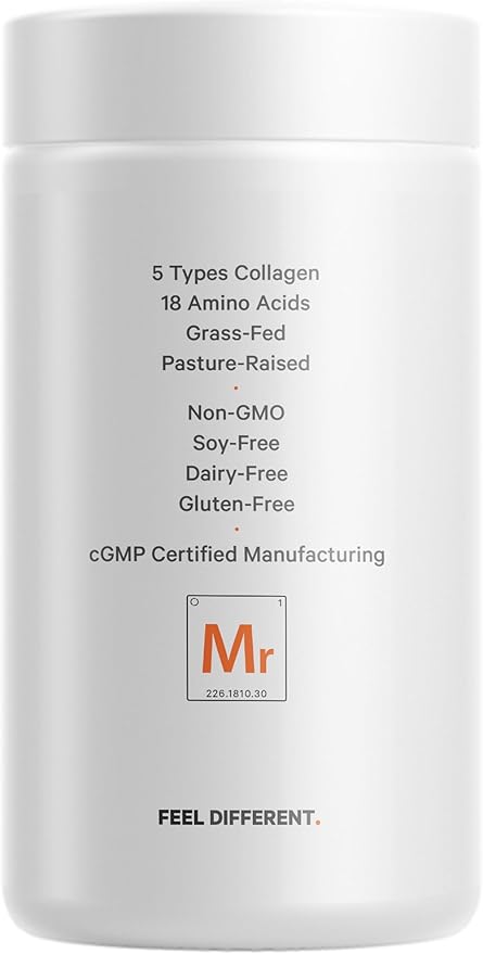 Codeage Multi Collagen Protein + Organic Raw Greens Superfood Capsules Supplement, 21 Fruits & Veggies, Grass-Fed Hydrolyzed Collagen Peptides, 5 Types All-in-One, 180 Count