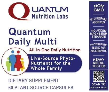 Quantum Nutrition Labs Daily Multivitamin - Multivitamin for Men and Women, Daily Nutrition Supplements with Calcium for Adults, Made with Cordyceps and Green Tea - 60 Vegetarian Capsules