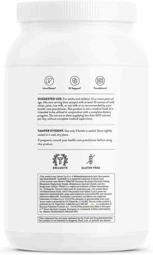 THORNE MediClear-SGS - Foundational Support, Eliminate Environmental and Dietary Toxins - Rice and Pea Protein-Based Drink Powder with a Complete Multivitamin-Mineral Profile - Vanilla - 34.4 Oz