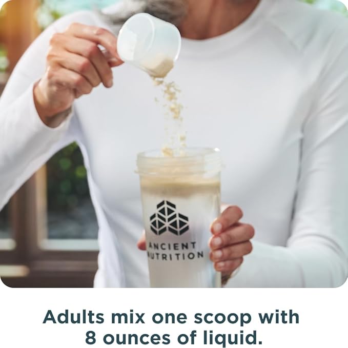 Ancient Nutrition Grass Fed Whey Protein, Vanilla Bean, 23g Protein, 20 Servings, Hydrolyzed Collagen Peptides, Organic Regenerative A2/A2 Milk Protein