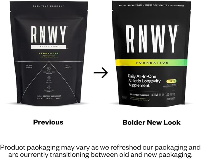 RNWY Lemon Lime Foundation Collagen Powder, Daily Joint Support with Electrolytes and Multivitamin, 10g Collagen Peptides, Sugar Free, 30 Servings