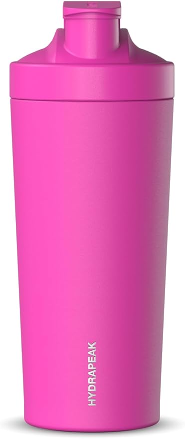 Hydrapeak Insulated Shaker Bottle, Shaker Bottles for Protein Mixes, Blender Shaker, Protein Shake Bottle, Stainless Steel Shaker Cup, Ice Shaker, Fuchsia