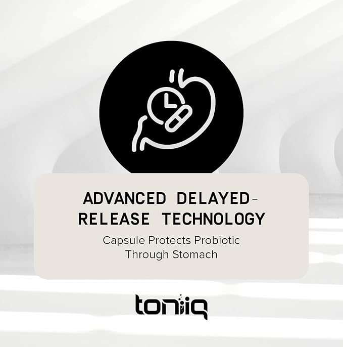 Toniiq 200 Billion CFU Probiotic Supplement 30 Verified Third-Party Tested Strains - Fully Shelf-Stable Probiotics Formula with Prebiotic Blend - Extended Release Capsules