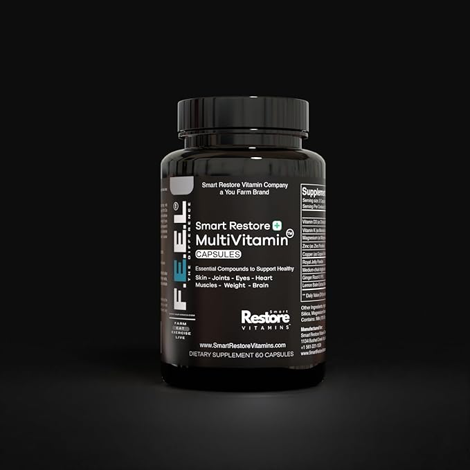 Smart Restore Multivitamin – Premium Formula for Complete Body Health and Energy Support No Synthetic Fillers – 30 Day Supply, 60 Capsules (100% Made in The USA)