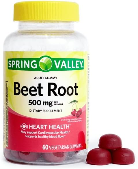 IKJ Beetroot Dietary Supplement Gummies, Cherry, 500 mg, 60 Count