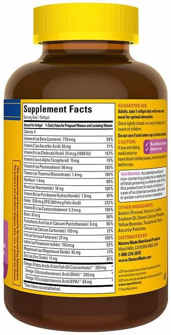 Natures Mades Prenatal Multi + DHA, 150 Softgels Bundle - Vitamins, Herbals & Dietary Supplements for Brain, Bones & Eyes Health