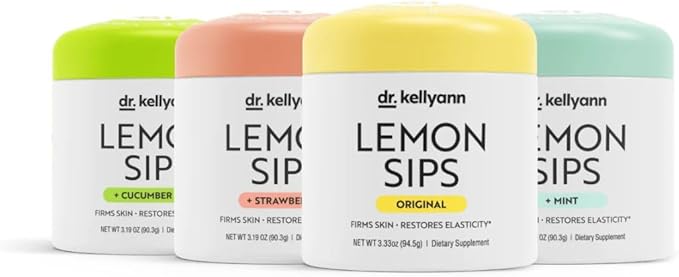 Dr. Kellyann Lemon Sips Citrus Drink Mix (21 Servings) – Strawberry Lemonade Flavor, Sugar-Free Detox, Hydrates Skin, 1 Pack