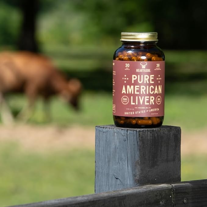 Pure American Beef Liver Capsules - Grassfed Beef Liver Supplement - Rich in Vitamins, Minerals, Peptides and Enzymes - Freeze-Dried Grass Fed Beef Liver - 180 Liver Capsules