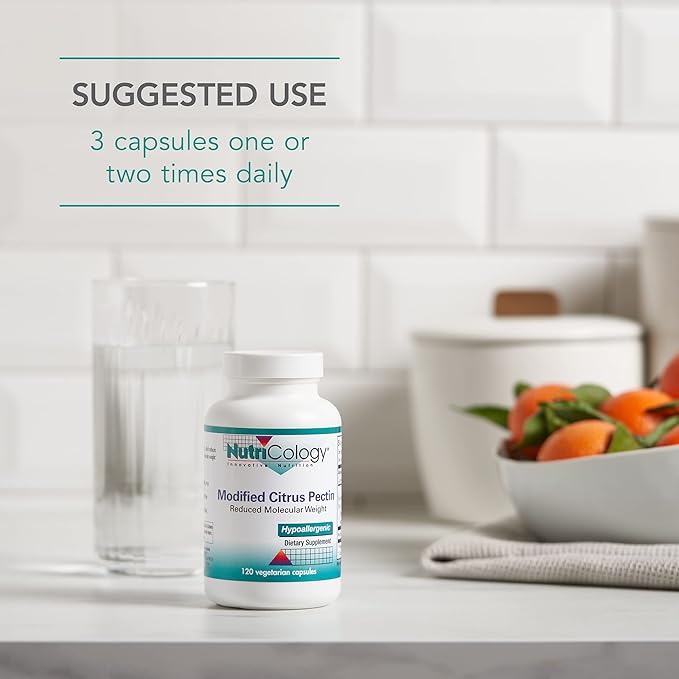 NutriCology Modified Citrus Pectin Supplement for Gut Support - Modified Citrus Pectin Capsules for Men & Women, Hypoallergenic, Gluten Free, Reduced Molecular Weight - 120 Vegetarian Capsules