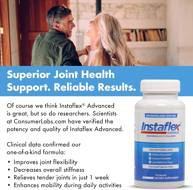 Instaflex Advanced Joint Support Nutritional Supplement Capsule with Doctor Formulated Joint Relief Supplement, Featuring UC-II Collagen & 5 Other Joint Discomfort Fighting Ingredients, 60 Ct