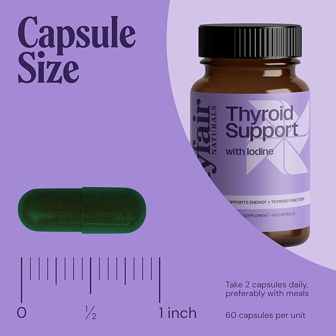 Thyroid Support with Iodine, Natural Supplement for Women and Men, Supports Energy and Thyroid Health, 60 Capsules