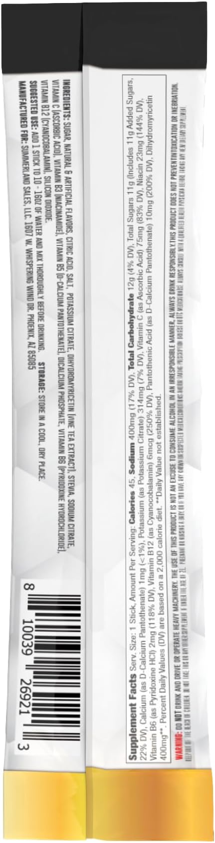 Stinger Detox Anti-Buzz Post-Celebration, Hydration & Multivitamin Packet Drink Mix | DHM, VIT. B Complex, Riboflavin, Niacin + Electrolytes | Tropical Punch 1 Pack (6 Servings)