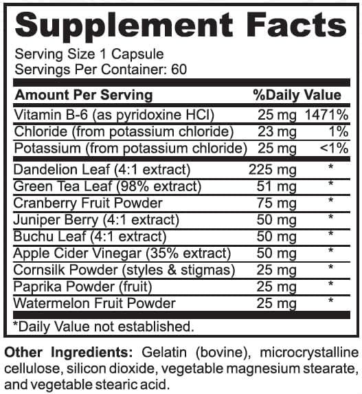 Herbal Water Relief Diuretic Water Pills for Water Retention, Bloating, Water Weight, Swollen Legs, Feet - Dandelion Extract Supplement - Water Retention Loss - Diuretics for Women & Men - 60 Capsules