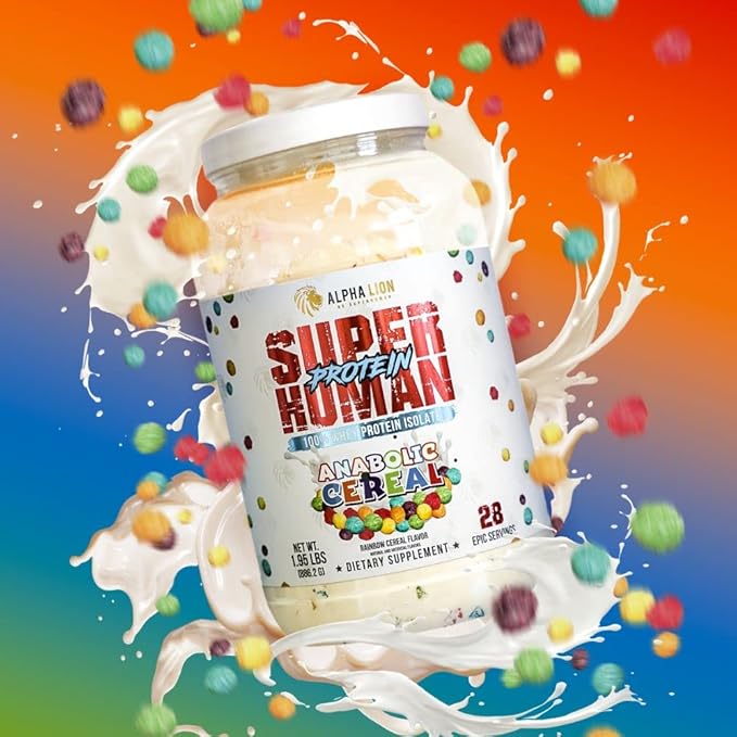 ALPHA LION Superhuman Whey Protein Powder, Great Tasting Pure Whey Protein Isolate, Low Carb, Low Sugar, No Bloat Post Workout, Muscle Recovery & Growth (28 Servings, Anabolic Cereal)