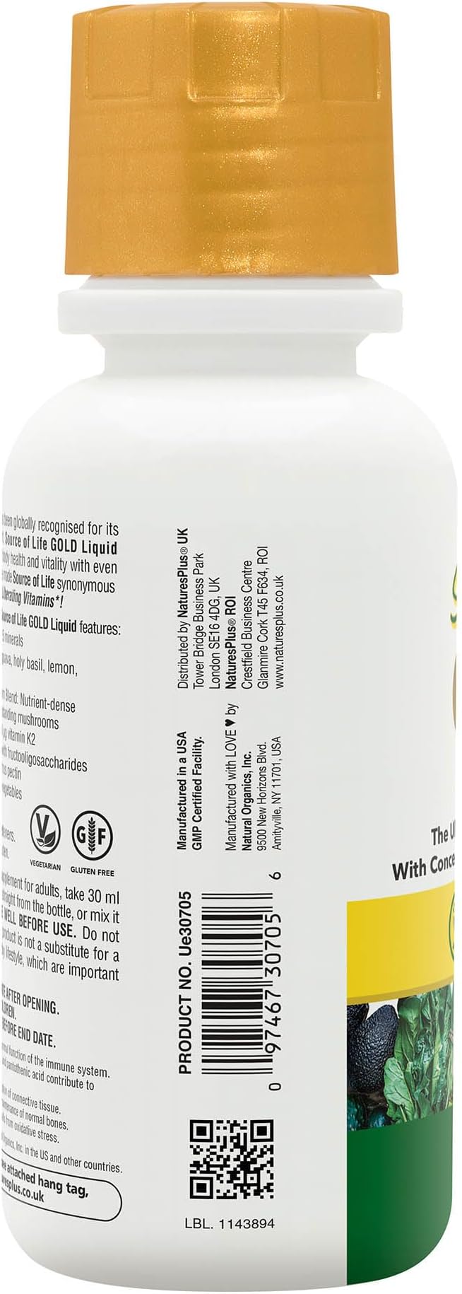Natures Plus Source of Life Gold Multivitamin Liquid - 8 oz - with Vitamins D3, B12 & K2 - Blood, Bone & Immune Support - Vegetarian & Gluten Free - 8 Servings