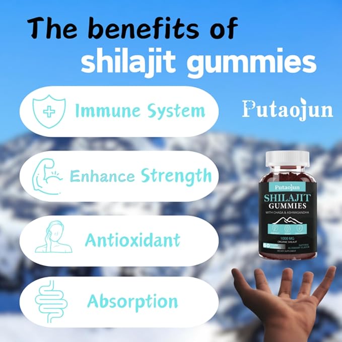 Shilajit for Man,Woman & Kid.Shilajit Gummies or shilajit Supplement.1000mg Shilajit,200mg Ashwagandha,200mg Chaga,100mg Ginseng,100mg Saw Palmatto,60mg Black Seed Oil