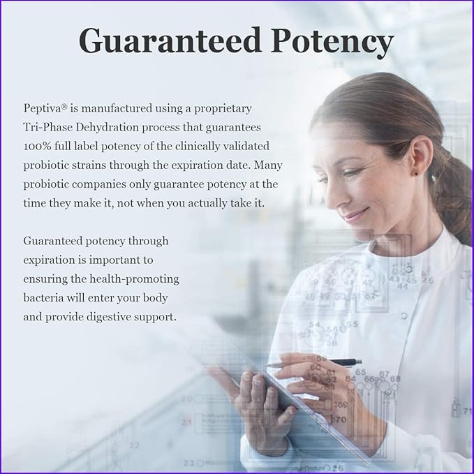 Peptiva 26 Billion CFU Probiotic and Sleep Support - Clinically Validated Multi-Strain Probiotic - Lactobacillus and Bifidobacterium, Melatonin - 60 Count