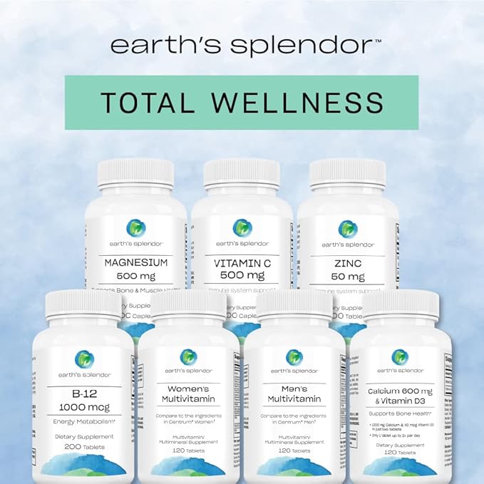 Earth's Splendor Women's Multivitamin, Overall Wellness Support, Multimineral Supplements, Helps Support Metabolism, Vitamin B12, Vitamin A, C, D, E, K, B6, Biotin (120 Immune Support Tablets)