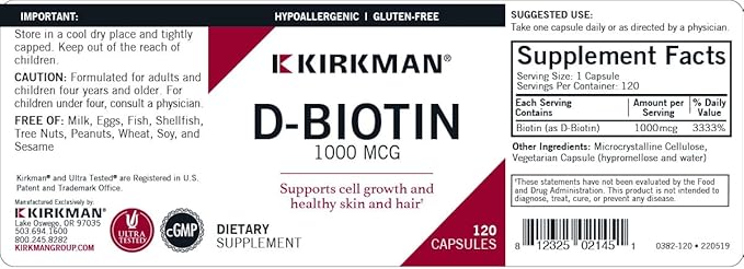d-Biotin 1000 mcg Capsules - Hypo - 120 count
