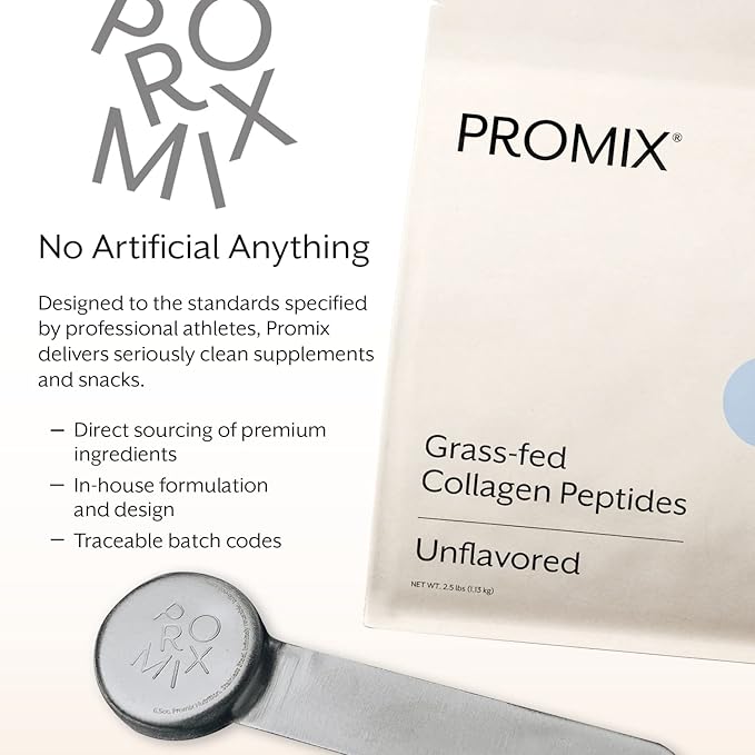 Promix Collagen Peptides, Unflavored - 5lb Bulk - Hydrolyzed Collagen Protein Promotes Healthy Skin, Bones, Joints & Recovery Support - Add to Shakes, Smoothies, Beverages & Baking recipes