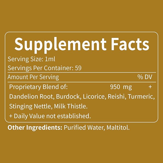 Dandelion Root Extract Drops, Diente de Leon Organico Hierba, Dandelion Supplement Formula w/Milk Thistle Turmeric for Detox Cleanse, Digestion & Immune Support, Alcohol-Free Tincture. 2oz