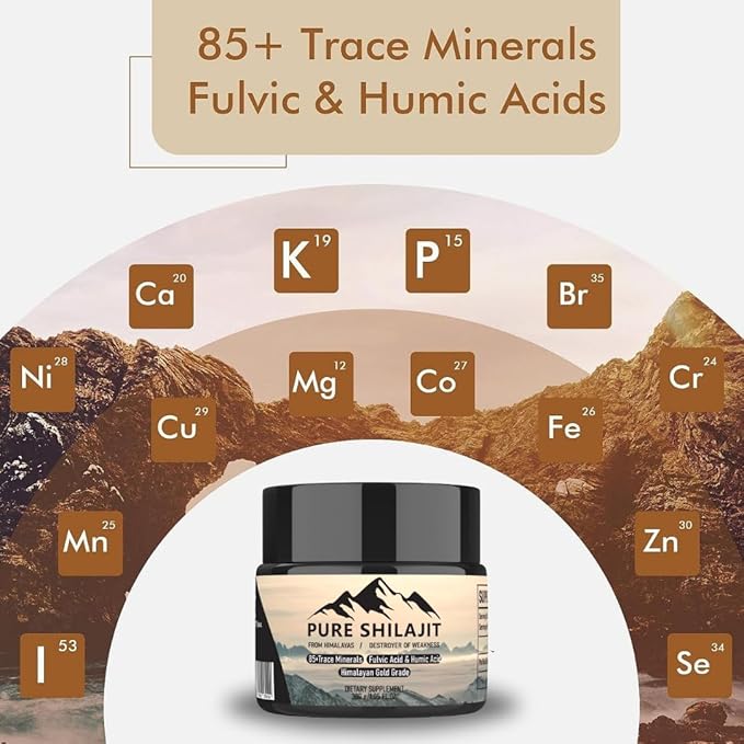 Himalayan Resin for Men and Women, Organic Natural Supplement with 85+ Trace Minerals + Humic Acid, High Potency Providing Energy, Strength & Immunity (30g New)