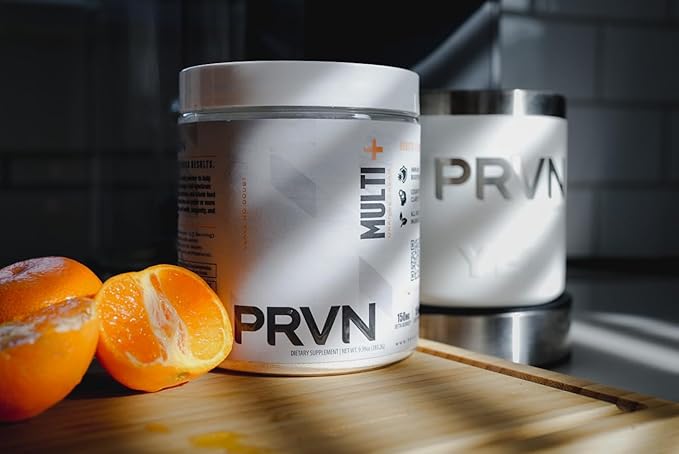 PRVN Performance Multi+ Greens, Probiotic, Ashwagandha, Lions Mane & MCT Powder - Energy & Mental Boost, 30 Serv (Orange Cream)