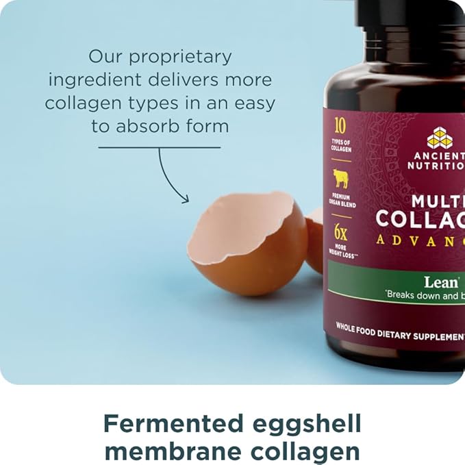 Ancient Nutrition Advanced Collagen Protein Lean with Probiotics, Hydrolyzed Collagen Peptides Supports Healthy Weight Loss* and Fat Loss*, 90 Count