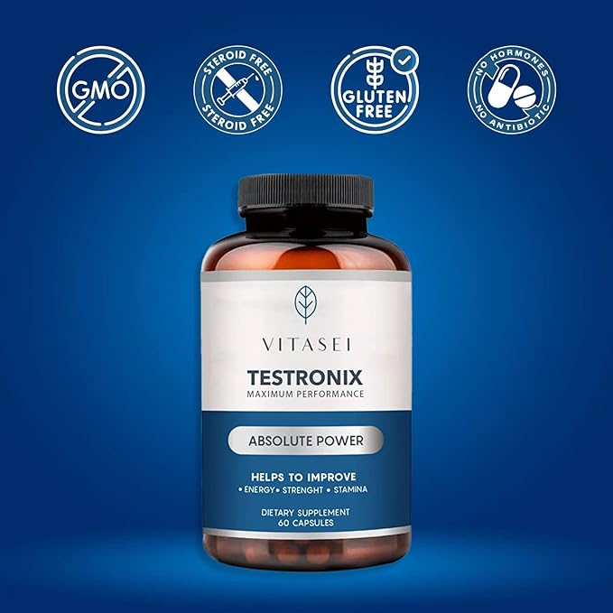 Testronix Performance Supplement for Men - Energy and Muscle Supplements for Mens Health - 60 Capsules (Pack of 2)