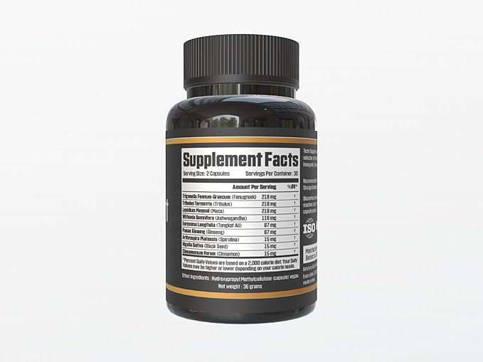 Blend&Be Testo Support | All-in-ONE Herbal Dietary Supplement | Tongkat Ali, Fenugreek, Ginseng, Maca, Ashwagandha, Spirulina Tribulus,Black Seed and Cinnamon.+ ★Free E-Book ★