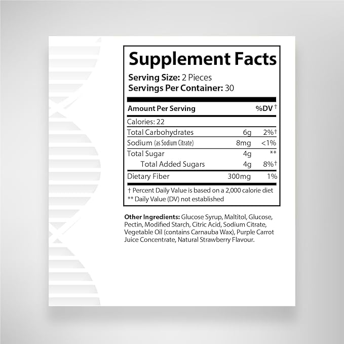 Fiber Gummies, Digestive Health & Regularity Support, Dietary Fiber 300mg60 Gummies Natural Strawberry Flavor - Vegan, Non-GMO, Gluten Free, Fiber Pectin Gummies Supplement