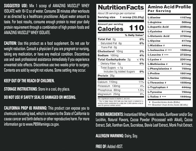 Whey Protein Isolate Powder | 25 Grams Protein Per Serving | 100% Whey Isolate | Zero Fat | Made in USA (2 Lb, Chocolate)