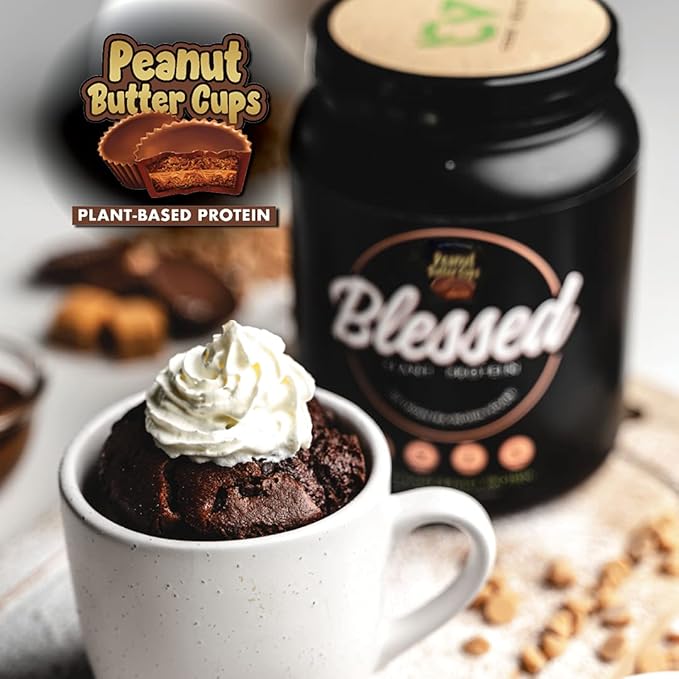 Blessed Vegan Protein Powder - Plant Based Protein Powder Meal Replacement Protein Shake, 23g of Pea Protein Powder, Dairy Free, Gluten Free, Soy Free, No Sugar Added, 30 Servings (Peanut Butter Cup)