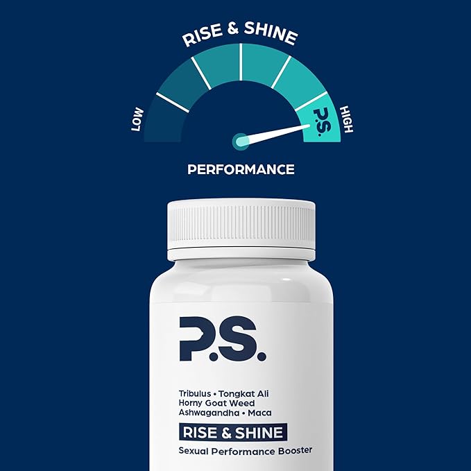 PS Rise & Shine Premium Horny Goat Weed Supplement with Tribulus, Fenugreek, Maca, Ashwagandha, and Tongkat Ali - Supports Men's Energy, Vitality and Endurance (60 Capsules)