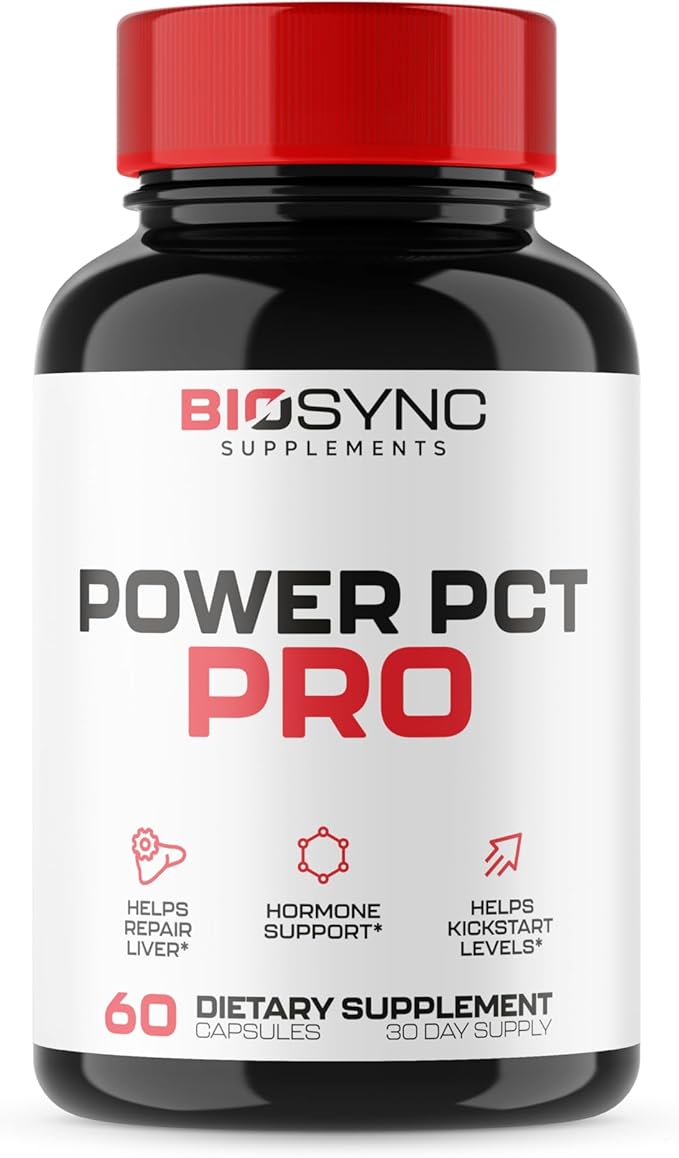 BioSync Supplements | #1 Effective Premium PCT Supplement for Men | Post Cycle Therapy to Kickstart Levels, Repair Liver, Block Estrogen, Balance Hormones | 8 Powerful Ingredients - 60 Capsules