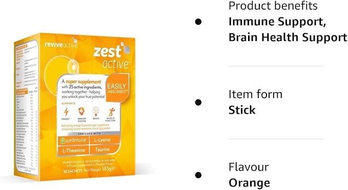 Zest Active | 25 Active Ingredients in One Daily Sachet | 30 Day Supply | Supports Energy, Immune System, Brain & Muscle Function