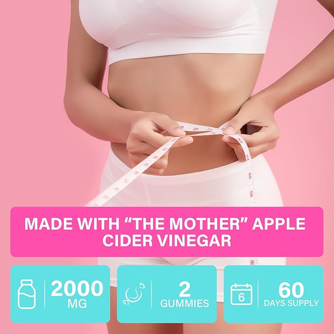 Apple Cider Vinegar Gummies, Fast Ripped Keto ACV Gummies, Max Strength 2000mg, Formulated with Green Tea, Probiotics, B6 & B12, ACV Gummies for Metabolism, Digestion, Detox & Cleanse, 60 Gummies